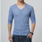 New Arrive Mens Fashion 2015 V-Neck Slim Fit Long Sleeve Mens Clothing Reticular Casual Tee Shirt H