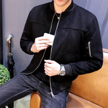 2017 Autumn New Arrival Men\'s Solid Fashion Jackets Casual Slim Stand Collar Bomber Male Coats Long