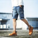 2017 Summer men\'s new large size shorts tide men\'s elastic water wash Slim denim shorts multi-pock