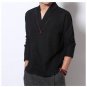 FAVOCENT Men Linen Shirts Long Sleeve Chinese Style Mandarin Collar Traditional Kung Fu Tang Casual