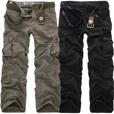 2018 High Quality Men\'s Cargo Pants Casual Multi Pocket Military Pants Long trousers for men Plus S