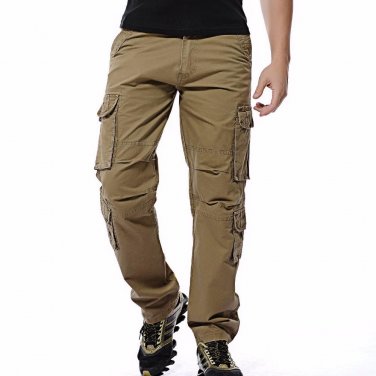 2017 New men cargo pants mens Loose army tactical pants Multi-pocket trousers pantalon homme Big Siz