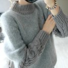 2016 Korean Version of the Autumn Fashion Jacquard Sleeve Bottom Half-High Collar All-Matching Rabbi