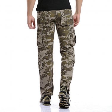 2017 Men Loose Multi-Pocket Camouflage Pants Men\'s Casual Cotton Straight Big Yards Long Frock Mult