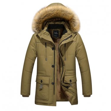FAVOCENT 2017 new arrival men\'s thick warm winter fur collar men parka big yards long cotton coat j