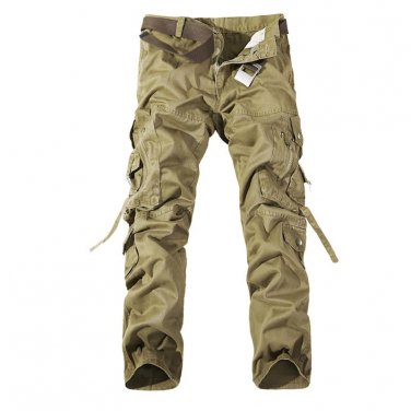 2017 New Men Cargo Pants army green grey black big pockets decoration Casual easy wash male autumn p