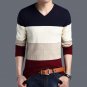 Spring and Autumn Men\'s New Korean Version of the Long-Sleeve V-Neck Sweater Slim Fight Color all-m