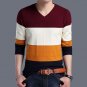 Spring and Autumn Men\'s New Korean Version of the Long-Sleeve V-Neck Sweater Slim Fight Color all-m