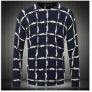 Men\'s Spring and Autumn bottoming shirt round neck sweater hedging sweater tide personality plaid b