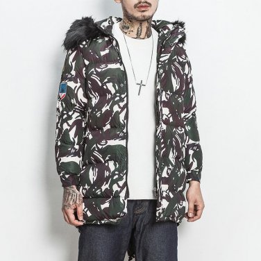 2017 Fashion Winter Jacket Men Parka Hooded Long Jackets Men Winter Coat Camouflage Fur Collar Plus 