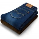 2017 Winter Men\'s Warm Casual Middle Jeans Straight Denim Male Pants Heavyweight with Velvet Long T