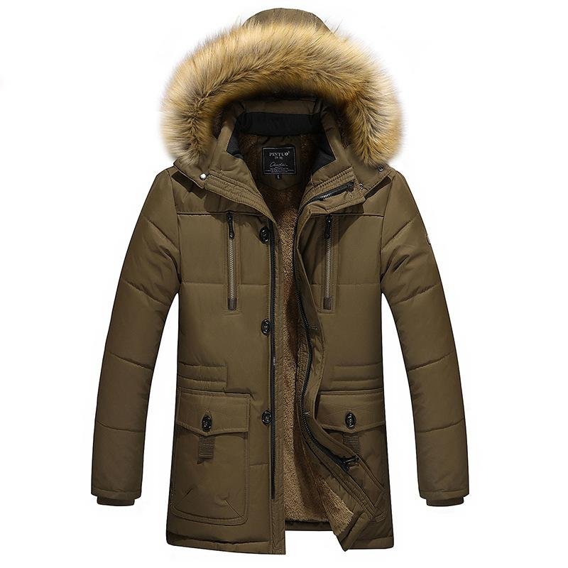 2017 Winter Coats Men Thick Warm Jacket Male Fur Overcoat Removable Hood Cotton-Padded Windbreak Out