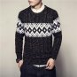 2017  Autumn Pullover Men Sweater O-Neck Geometric patterns Slim Fit Knitted Brand Sweaters Mens Kni