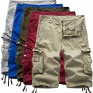 2017Men\'s Army Cargo Work Casual Bermuda Shorts Men Joggers Overall Homme Cotton Multi-pocket High 