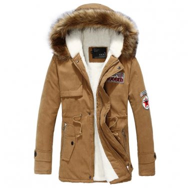 2016 Military section new men cotton plus velvet thick warm hooded jacket collar Nagymaros long fash