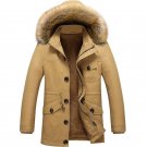 The 2017 winter men\'s Hooded Jacket thick fur collar cotton padded jacket with long section size M-