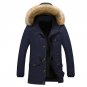 The 2017 winter men\'s Hooded Jacket thick fur collar cotton padded jacket with long section size M-