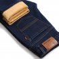 Brand Mens Winter Stretch Thicken Jeans Warm Fleece High Quality Denim Biker Jean Pants Trousers Fre