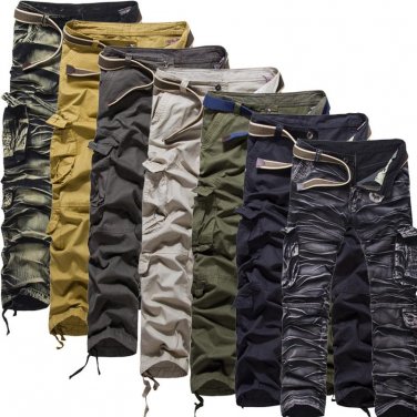 2017 Men\'s Cargo Pants Casual Mens Pant Multi Pocket Military Overall Men Outdoors High Quality Lon