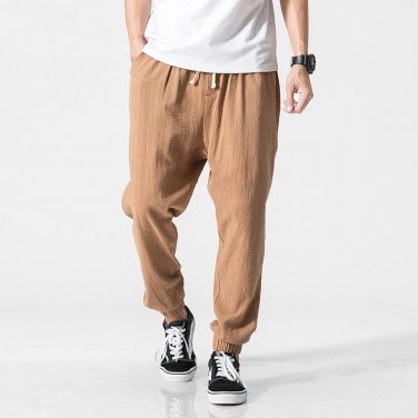 New 2017 mens summer pants Casual men linen pants Male black Harem Pants sweatpants Baggy jogger pan