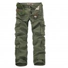 2017 Men Cargo Pants Army Green Multi Pockets Combat Casual Cotton Loose Straight Trousers Size 46 M