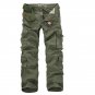 2017 Men Cargo Pants Army Green Multi Pockets Combat Casual Cotton Loose Straight Trousers Size 46 M