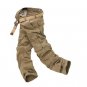 2017 Men Cargo Pants Army Green Multi Pockets Combat Casual Cotton Loose Straight Trousers Size 46 M