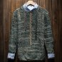 Young Men Retro Style British Style Round Neck  Japanese Thickening Slim Casual Hand-Woven Solid Col