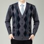 New Men Cardigan Sweaters Fashion Wool Sweatercoat Knitwear Male V-Neck Collar Slim Fit Bussiness C
