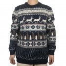 Christmas Sweater for Men and Women Vintage Reindeer Navy Blue Male Xmas Pullover Jumper Plus Size S