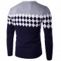 New Male Brand Sweaters Stylish Diamond Lattice Knitted Men Long Sleeve Sweater Men V-Neck Sweater M