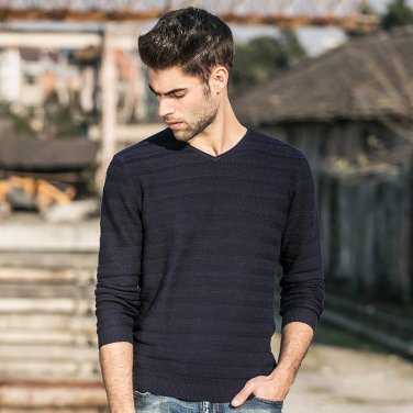 new arrival fashion spring autumn men sweater v-neck knitwear casual pullover hot sale slim fitness 