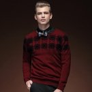 Free Shipping New male men\'s fashion personality casual spring 2015 new men\'s red knit sweater sli