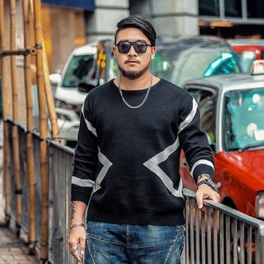 Autumn new geometric pattern sweater men \'s large size pullovers sweater round neck youth sweater j