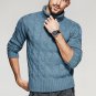 New Autumn Mens Thick Sweaters Turtleneck Blue Knitted Brand Clothing Man\'s Slim Knitwear Male Knit