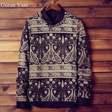 New Mens Fashion Pullover Printed Pattern O-Neck Thin Brand Clothing Sweaters Plus Size M-5XL TX07