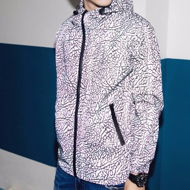 New Men Jackets Sweater Reflective Jacket Men\'s Fashion Hoodies Geometric Printed Outwear Casual Co