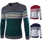 men\'s large size men\'s round neck sweater Korean men\'s bottoming geometric Slim hedging sweater M