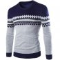 men\'s large size men\'s round neck sweater Korean men\'s bottoming geometric Slim hedging sweater M