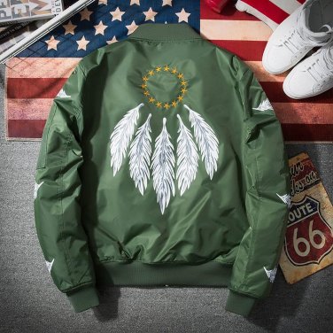 2017 Bomber Jacket Men Pilot with Patches Army Green  Thin Pilot Bomber Jacket Men Wind Breaker Jack
