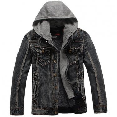 2017 New Brand Winter Denim Jacket Men Fashion Thick Warm Detachable Hooded Men Vintage Parka Bomber