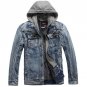 2017 New Brand Winter Denim Jacket Men Fashion Thick Warm Detachable Hooded Men Vintage Parka Bomber