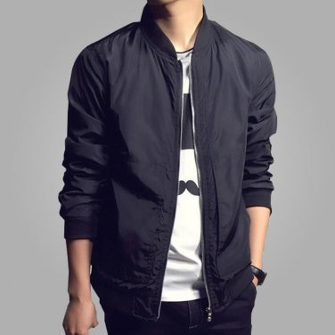 New Arrival Spring Men\'s Jackets Solid Fashion Coats Male Casual Slim Stand Collar Bomber Jacket Me