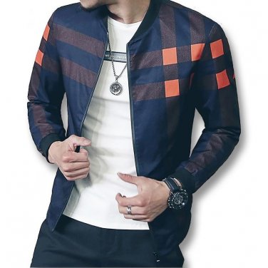 New Brand Baseball Collar Jacket Men Plaid Fashion 2017 Mens Bomber Jackets For Men Autumn Style Act
