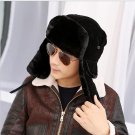 High Quality  Winter Bombers Fancy Russian Fur Hat for Men Warm Russian Ushanka Hats Solid Color Tra