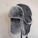 Bomber Hat Men Winter Wool Snow Hats Pom Pom Trapper Aviator Cap Fur Earflaps Outdoor Trapper Russia