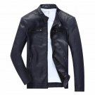 2017 Spring Autumn Leather Jacket Men Stand Collar Bomber Jacket Men Zipper Solid Leather Coats Jaqu