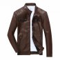 2017 Spring Autumn Leather Jacket Men Stand Collar Bomber Jacket Men Zipper Solid Leather Coats Jaqu