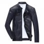 2017 Spring Autumn Leather Jacket Men Stand Collar Bomber Jacket Men Zipper Solid Leather Coats Jaqu