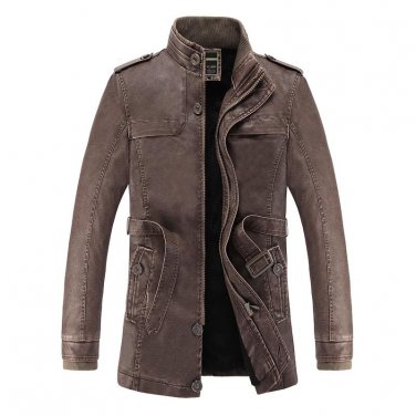 2017 Winter Leather Jacket Men Fax Fur Liner Slim Fit  Motercycle Jaqueta De Couro Masculino PU Leat